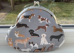 Grey Mixed dogs Framed Purse